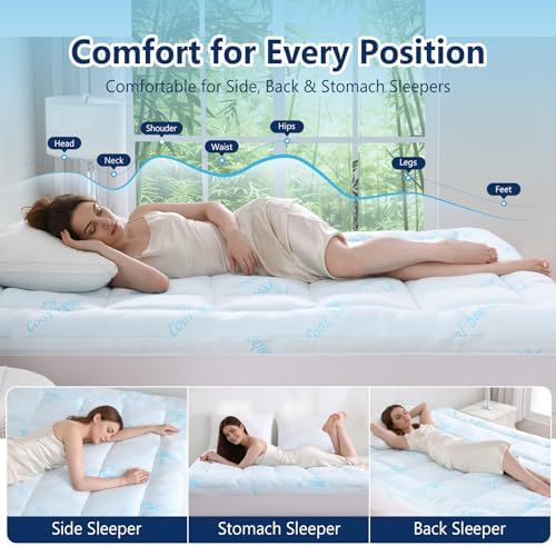 DOWNCOOL 100% Waterproof Queen Mattress Topper, Viscose Derived from Bamboo
