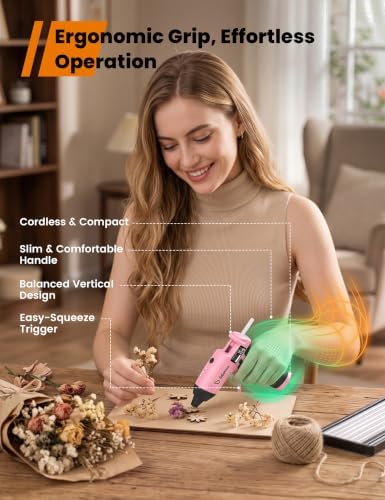 GoGonova Cordless Hot Glue Gun Kit, 2Ah Battery, Includes 25 Glue Sticks