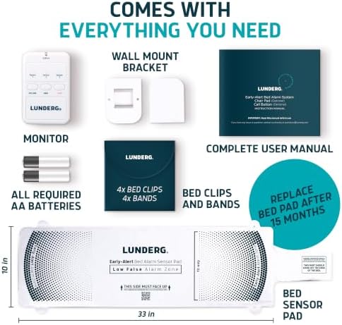 Lunderg Wireless Early Alert Bed Alarm System for Elderly & Fall Prevention