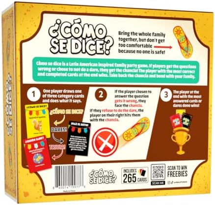 Viral Studios ¿Cómo Se Dice? – Hilarious Spanish Party Card Game, “Chancla” Included | Funny Latino Game for Families & Adults Game Night | Spanish Trivia for No Sabo Kids | 3+ Players