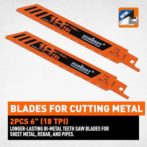 HORUSDY 10-Piece Reciprocating Saw Blades Set - Professional Sawzall Blades for Wood, Metal, Drywall & Plastic - High Carbon Steel Pruning Saw Blades - Compatible with DeWalt, Milwaukee & More