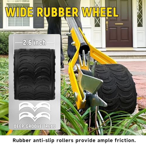 Manual Edger Lawn Tool, 75 Inch Wheel Rotary Edger for Lawn with Extra-Wide Wheel, Grass Edge Trimmer with Adjustable Handle, Ideal Hand Edging Tool for Sidewalk, Driveways and Landscaping