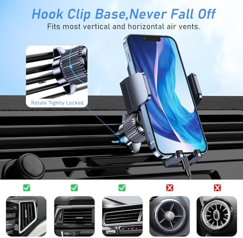 Blukar Car Phone Holder Mount, Super Stable Air Vent Cell Phone Car Mount