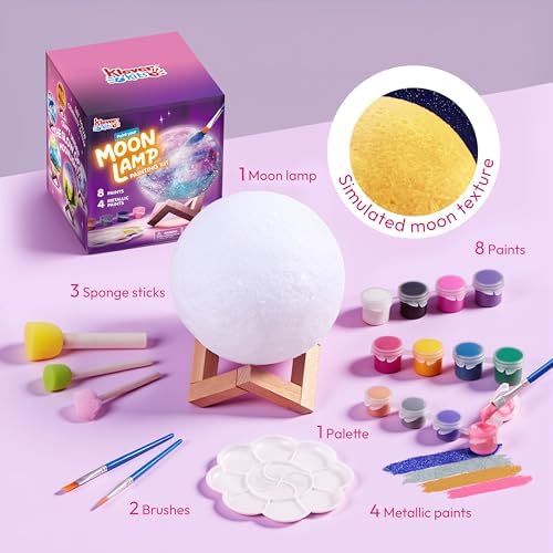 Klever Kits DIY 3D Moon Night Light, Paint Your Own Moon Lamp Kit Galaxy Lamp Arts and Crafts Kit, School Activities, Birthday Gifts for Kids Girls Boys