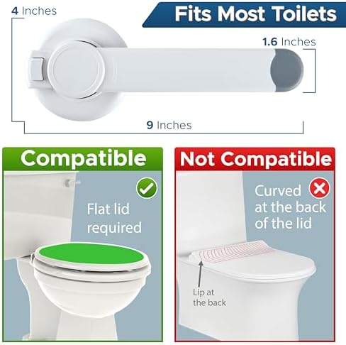 Toilet Locks Baby Proof (2-Pack) Ideal Baby Proof Toilet Lid Lock with Arm – No Tools Needed Easy Installation with 3M Adhesive – Top Safety Toilet Seat Lock – Fits Most Toilets, White