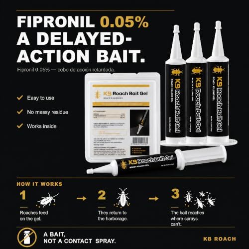 German Roach Killer Indoor Infestation for Home | 97~99% Lab-Tested Mortality in 14 Days - 0.05% Fipronil | 90-Day Whole-Home Protocol, 4 Syringes