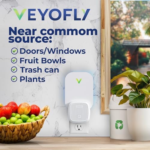 VEYOFLY Fruit Fly Traps Indoor Plug-in UV, Gnat Trap, 2 Device + 4 Refills