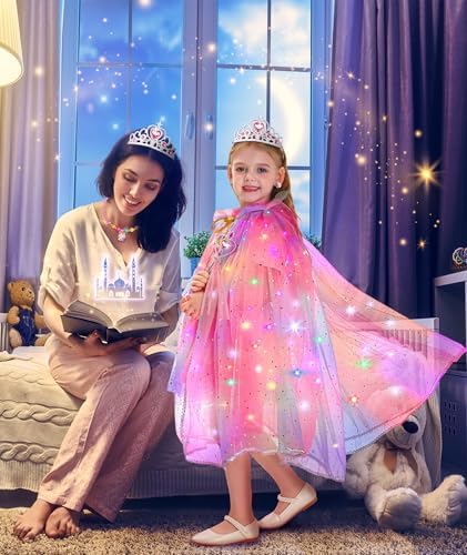 Princess Dress Up for Girls, Unicorn Light up Princess Cape Princess Dress