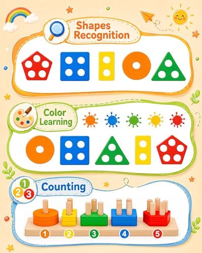 Montessori Toys for 1 2 3 Year Old Boys Girls Toddlers, Wooden Toys Gifts