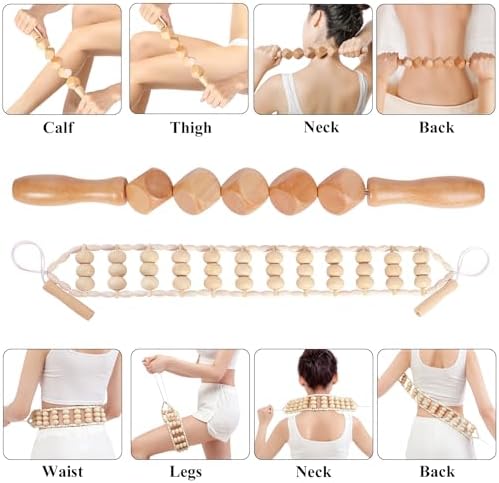 Xokocli 7-in-1 Wood Therapy Massage Tools Lymphatic Drainage Massager for Muscle Pain Relief | Maderoterapia Kit Body Sculpting Tools for Anti-Cellulite, Body Shaping