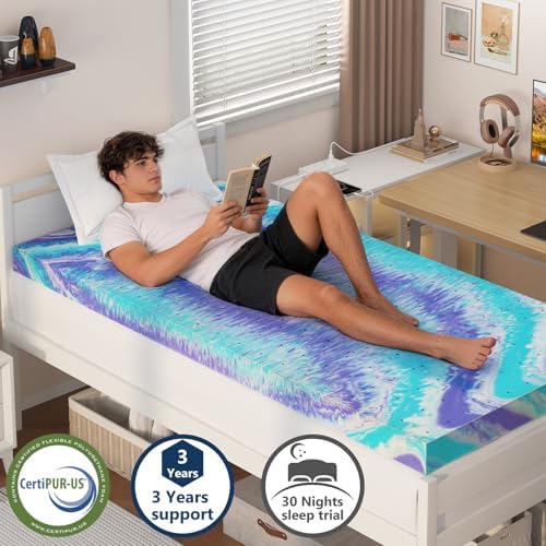 Bedspick 3 Inch Twin XL Mattress Topper - Gel Infused Memory Foam Extra Long Single Bed Topper Pad for College Dorm, Plush Feel, Pressure Relieving, CertiPUR-US Certified