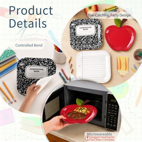 Back to School Decorations, First Day of School Apple Paper Plates Set