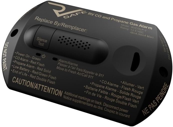 RV Safe RVCOLP-2 Surface Mount Dual CO and Propane for RVs - Black (No Trim Brackets)