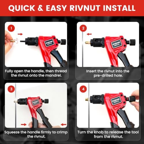 8" Rivet Nut Tool Kit with 160pcs Rivet Nuts & 8 Mandrels
