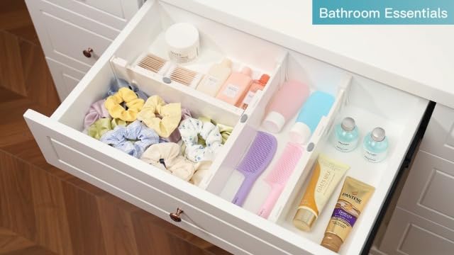 Vtopmart Drawer Dividers for Clothes 8 Pack, Adjustable 4" High Expandable from 11.3"-17" Dresser Drawer Organizer, Plastic Drawers Separators for Dresser, Baby Clothes, Kitchen and Office Storage