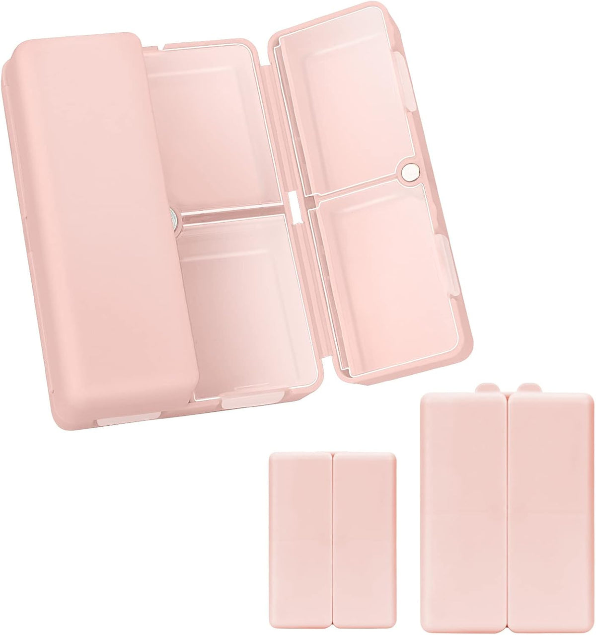 FYY Travel Pill Organizer, 7 Compartments Small Pill Box Medicine Case-Pink