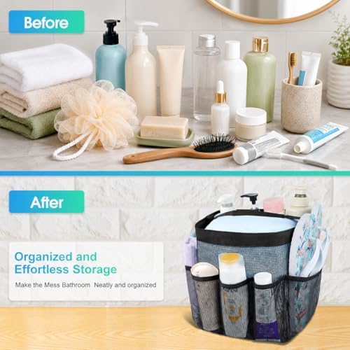Mesh Shower Caddy Portable - 9 Pockets for College Dorm Room Essential