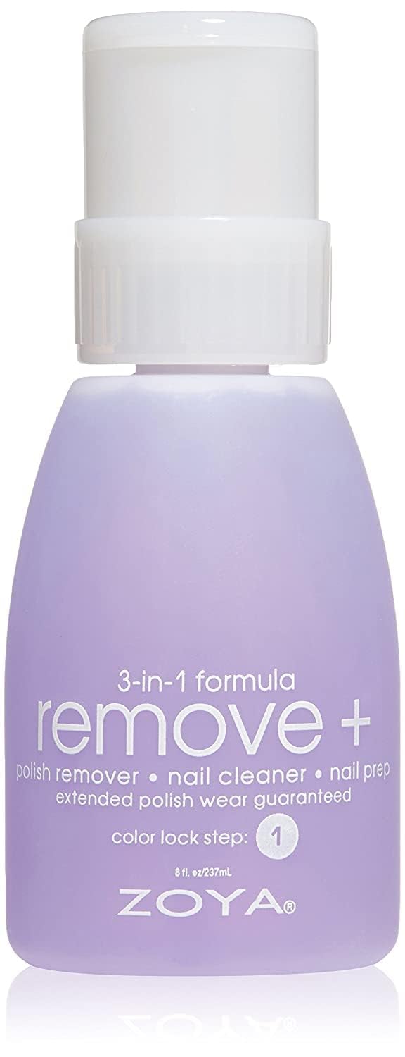 ZOYA Remove Plus Acetone Nail Polish Remover with Big Flipper Bottle, Powerful, Safe and Gentle, 3-in-1 Remover + Cleanser + Prep, Award-Winning Big10Free, 8 Fl Oz