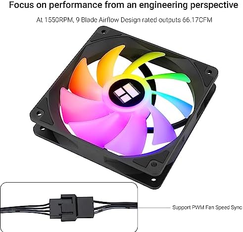 Thermalright 5 Pack TL-C12C-S CPU Fan 120mm ARGB Case Cooler Fan, 4pin PWM Silent Computer Fan with S-FDB Bearing Included, up to 1550RPM Cooling Fan（5 Quantities）