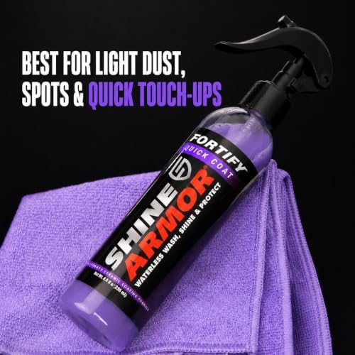 SHINE ARMOR Fortify Quick Coat - 8oz Ceramic Waterless Detailer Spray | 3-in-1 Wash, Wax & Nano-Ceramic Coating | Mirror Shine, Zero Streaks, No Dust Residue | 6-12 Month Protection | Made in USA