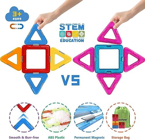Upgraded Magnetic Blocks Tough Tiles STEM Toys for 3+ Year Old Boys & Girls