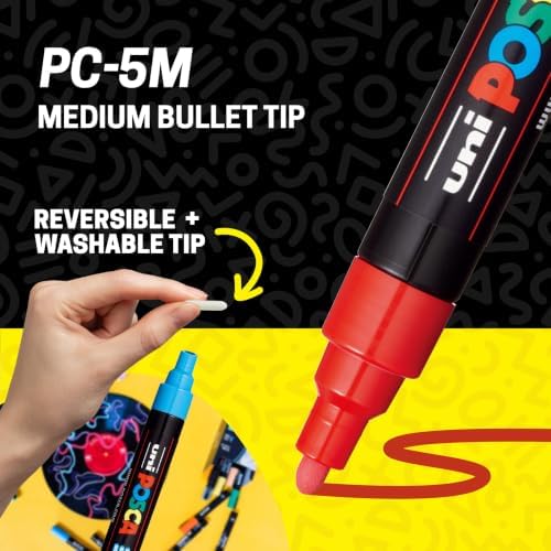 POSCA® PC-5M Water-Based Acrylic Paint Markers, Medium Tip, 8 Count