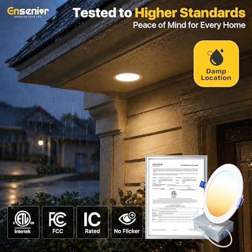 Ensenior 12 Pack 6 Inch LED Recessed Ceiling Light, 5CCT, 1200LM 12W 120V