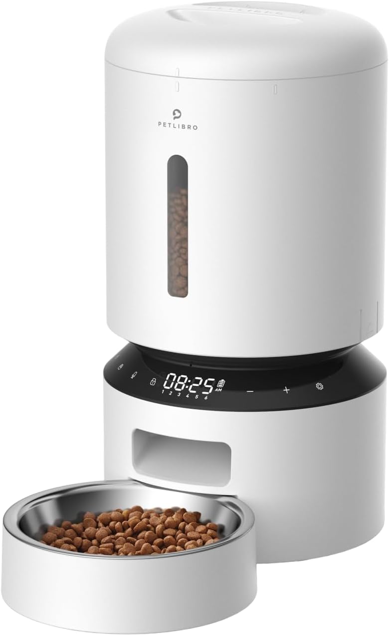 PETLIBRO Automatic Cat Feeder for 2 Cats, 5G&2.4G WiFi Pet Feeders, 5L Programmable Cat Food Dispenser with Airtight Lock-Fresh Technology, Dual Stainless Steel Bowls, Low Food Sensor