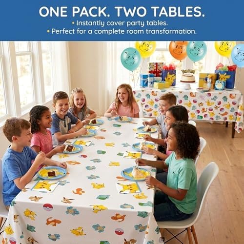 Pokemon Table Cloth 2-Pack - Pokemon Birthday Decorations, Party Supplies