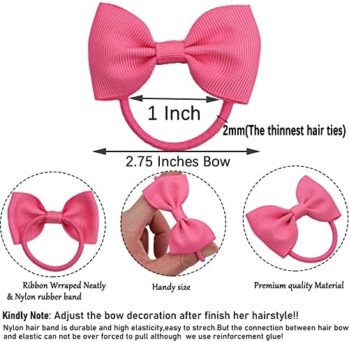CÉLLOT Toddler Hair Accessories - 40pcs 2.75" Elastics Rubber Ribbon Bands, Bows for Baby Girls, Kids & Children