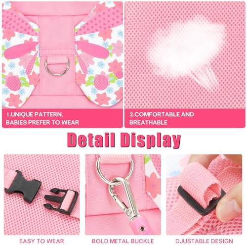 Toddler Leash Anti Lost Wrist Link, Butterfly Kids Safety Harness with 49 Steel Wires for Girls, Walking Wristband Belt for Baby Travel Outdoor Airport Mall Zoo