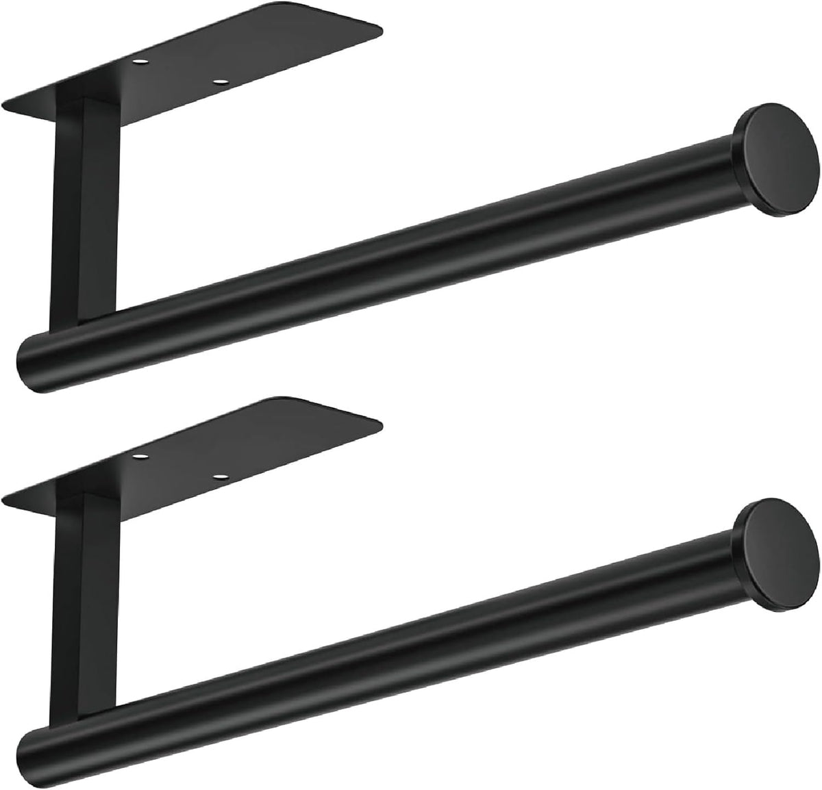 ASTOFLI Paper Towel Holder Under Cabinet No Drilling, Self Adhesive Paper Towel Holder Wall Mount for Kitchen Rack, Under Counter Napin Holder No Drill, 304 Stainless Steel Matte Black