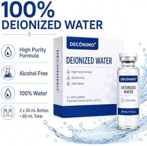 Deionized Water, 2 Pack 30 mL Glass Vials, 100% Pure Alcohol-Free