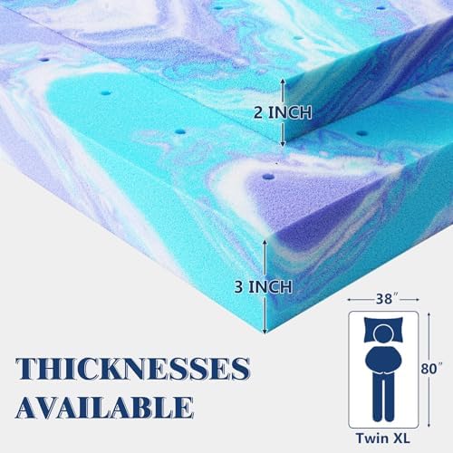 Bedspick 3 Inch Twin XL Mattress Topper - Gel Infused Memory Foam Extra Long Single Bed Topper Pad for College Dorm, Plush Feel, Pressure Relieving, CertiPUR-US Certified