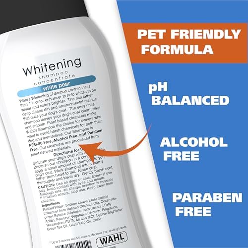 Wahl USA Whitening Dog Shampoo for Pets, Brightens Coat, White Pear, 24 oz