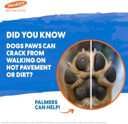 Palmers for Pets Cocoa Butter Paw Pad and Nose Balm for Dogs, 3.5 Oz | Fragrance-free, plant-based balm with Vitamin E soothes dry, cracked paws and noses between walks