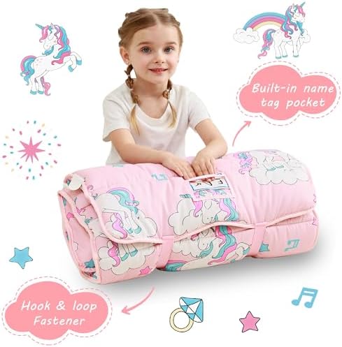 Lasoftan Toddler Nap Mat with Pillow and Blanket, Extra Large Rolled Napping Mats,Slumber Bags for Boys Girls,Kids Sleeping Bag for Daycare, Preschool Travel Camping