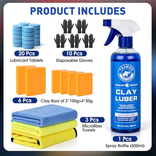 TEAWOO Clay Bar Kit, Car Detailing Kit for Car Detailing Cleaning