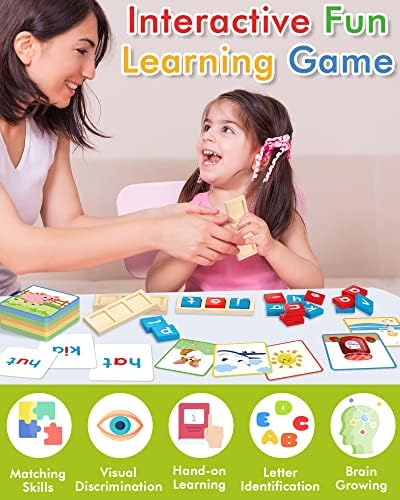 Wooden CVC Word Spelling Games, Montessori Educational Learning Toys Gifts
