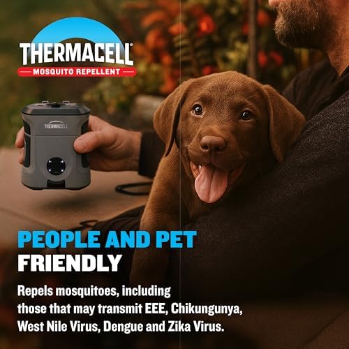 Thermacell Mosquito Repellent Rechargeable Adventure EX-Series EX90; Patio Shield with 9-Hour Battery, Includes 12-Hour Refill, Rubber Armor & Carabiner; Scent Free Bug Spray Alternative