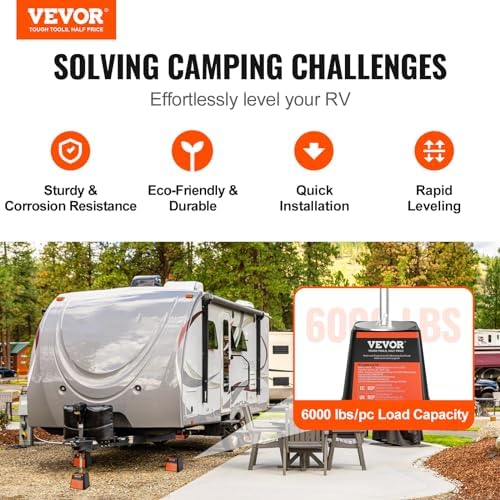 VEVOR Trailer Jack Block, 6000 lbs Capacity per RV Leveling Block, Polypropylene RV Camper Stabilizer Blocks, RV Travel Accessories Use for Any Tongue Jack, Post, Foot, 5th Wheels, 4-Pack