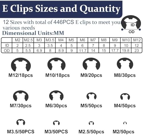ZQZ 840Pcs C Clips and E Clips Assortment Kit, External Retaining Rings Set