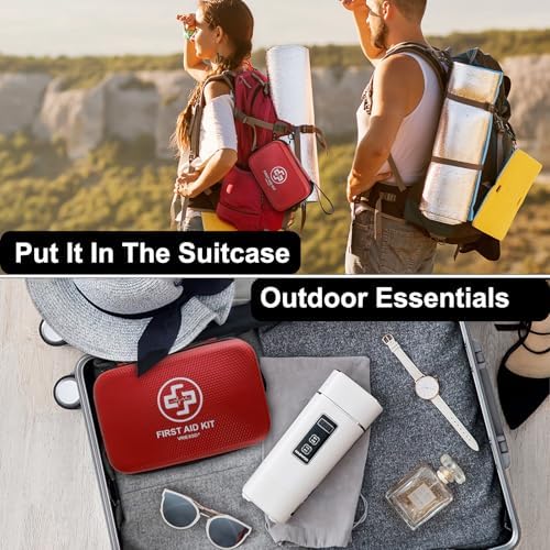 VRIEXSD Premium 320-Piece First Aid Kit, Waterproof EVA Hard Shell Case,Red