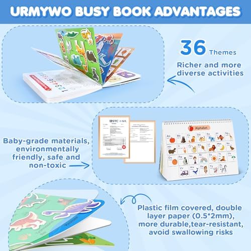 URMYWO My Preschool Busy Book for Toddlers 3-5, 36 Learning Activities