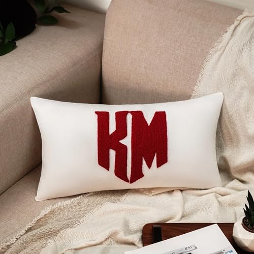 mia'spillow lab Monogram Custom Punch Needle Pillow, Embroidery Gift for Couple, Initial Wedding Monogram, New Home Housewarming Gift, Home Decorations Gift