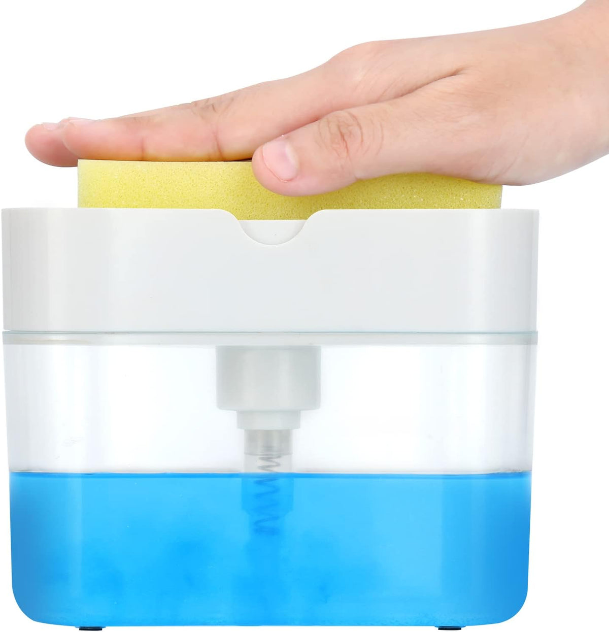 New 2026 Version Soap Dispenser with Added Features - Premium Quality Dish Soap Dispenser - Countertop Kitchen Soap Dispenser, Sink Dish Washing 13 Ounces (Sponge Included)