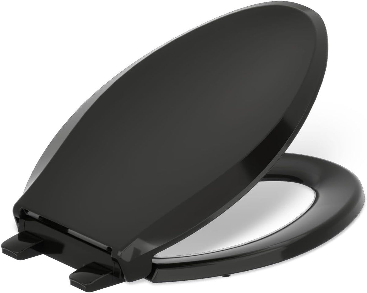 KOHLER 4636-RL-0 Cachet ReadyLatch Elongated Toilet Seat Slow Close, Soft Close Toilet Seat Quiet Lid, Contoured Grip-Tight Bumpers Installation Hardware, Apartment Essentials, White