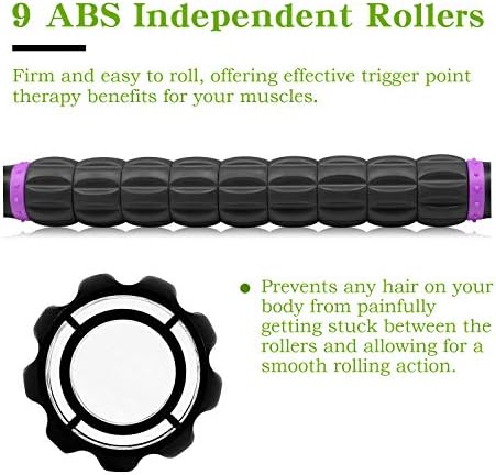 Muscle Roller Massage Roller Stick- Deep Tissue Fascia Blaster for Myofascial Pain Relief, Lymphatic Drainage & Body Sculpting, Handheld Physical Therapy & Recovery Tool (Purple Black-18 inch)