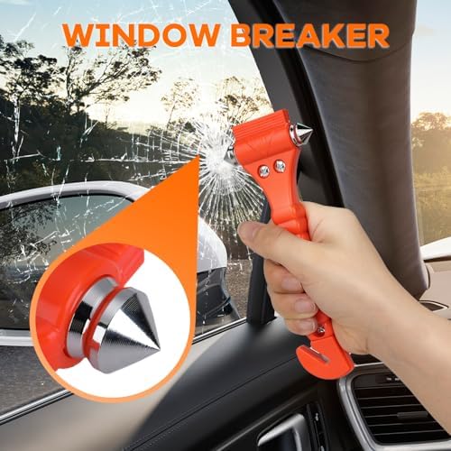 SINSEN Car Safety Hammer Set of 2 Emergency Escape Tool Auto Car Window Glass Hammer Breaker and Seat Belt Cutter Escape 2-in-1 for Family Rescue & Auto Emergency Escape Tools