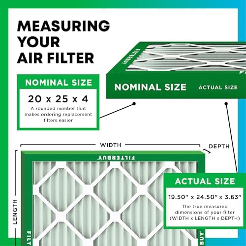 Filterbuy 20x25x4 Air Filter MERV 8 Dust & Allergy Defense (2-Pack)